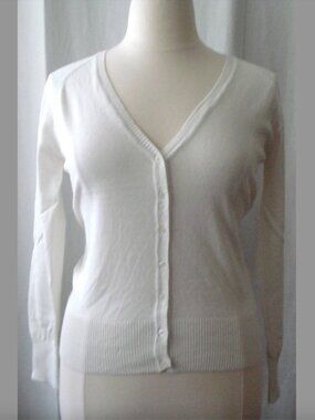 NEW Ivory Plus Cotton Cardigan Sweater Button Front Long Sleeve-L/XL/1X-2X-3X